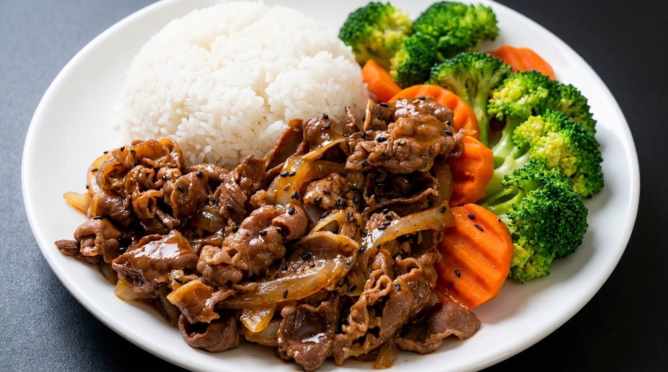 Bowl di riso con manzo teriyaki fatto in casa