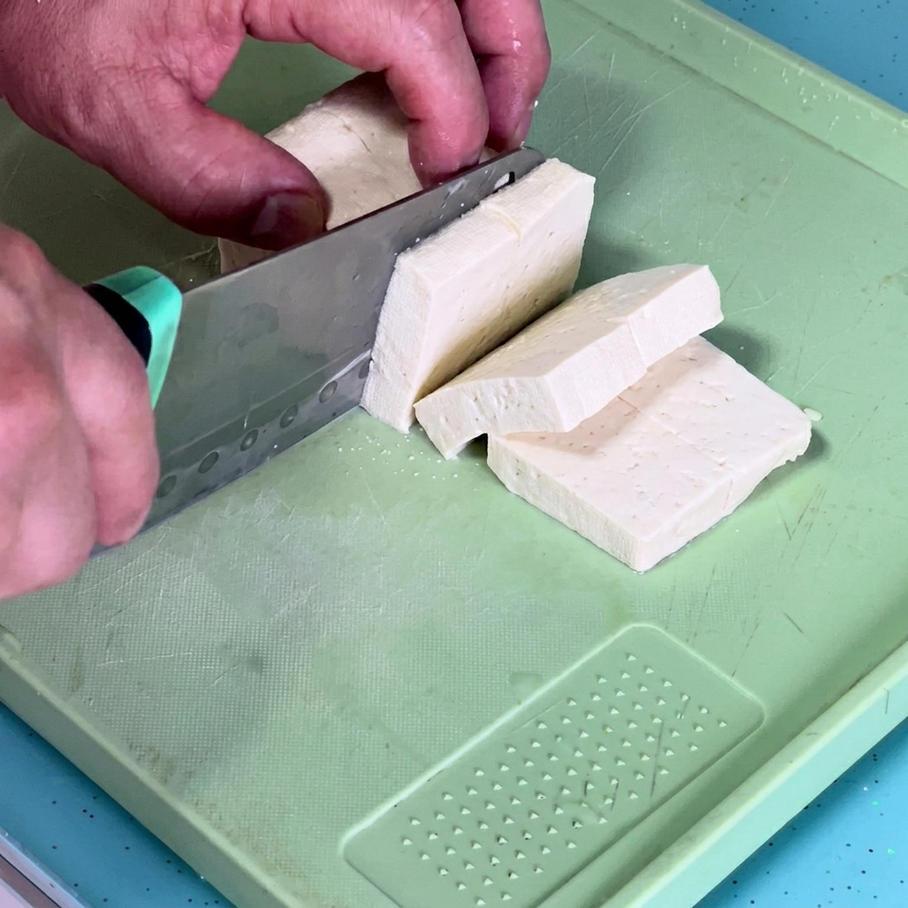 Pezzi di cipolla e peperoncini verdi affettati disposti su un tagliere.
