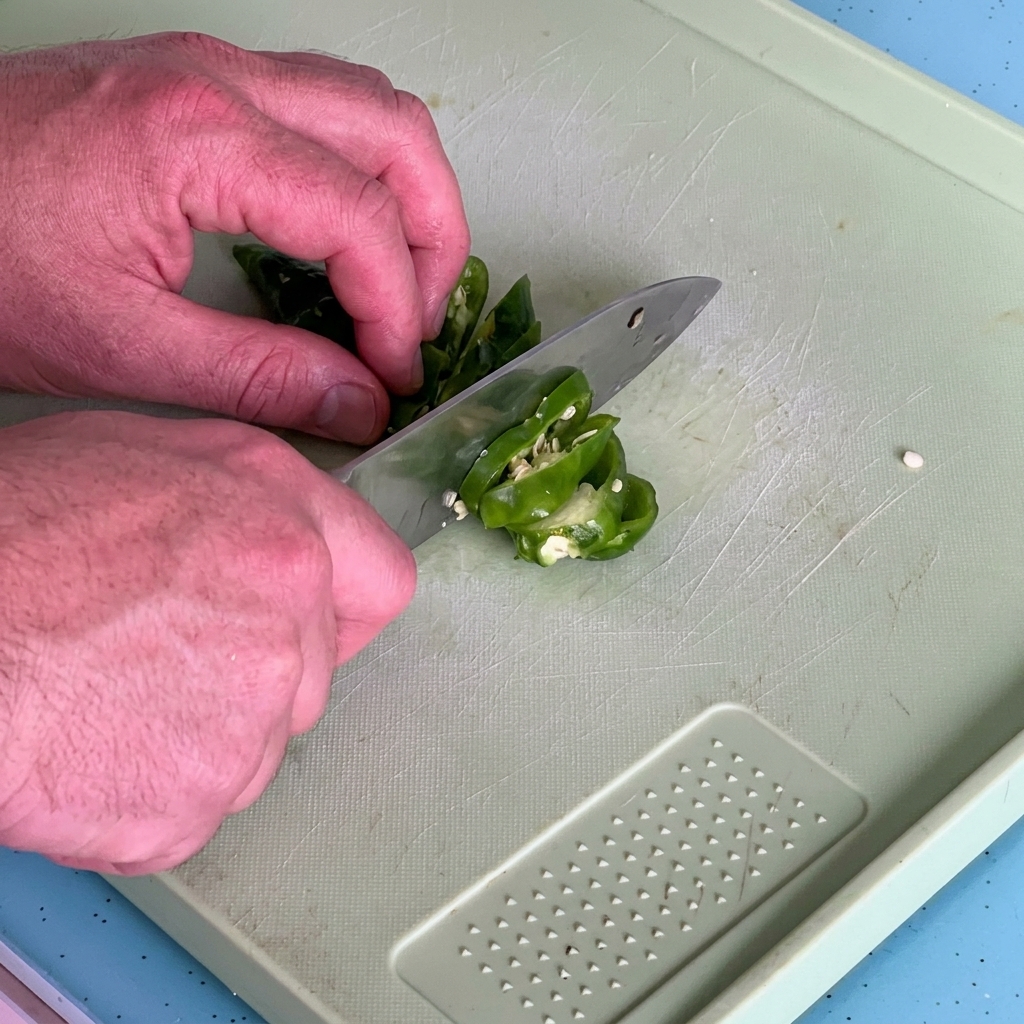 Aglio finemente tritato su un tagliere, pronto per essere aggiunto alla pentola.