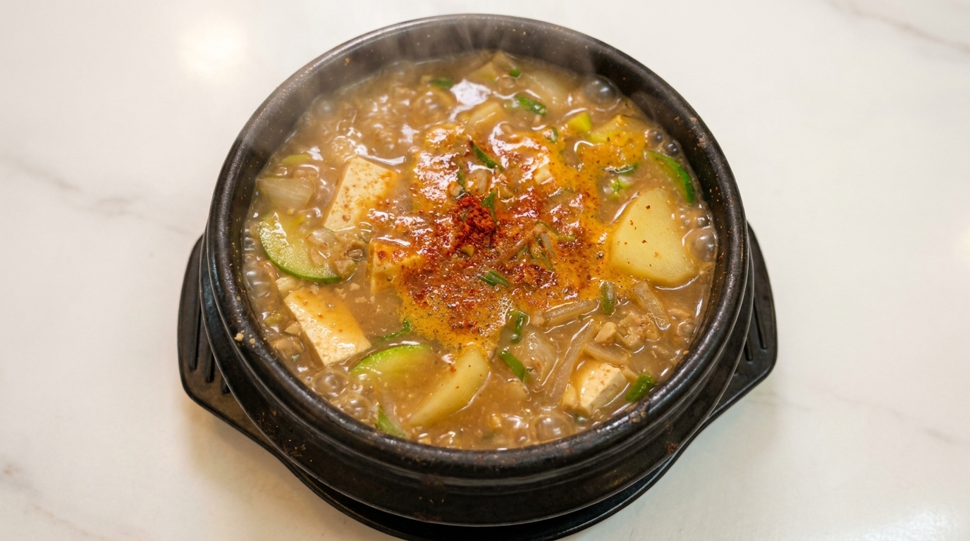 Zuppa Coreana di Soia Fermentata (Doenjang-jjigae) Tradizionale