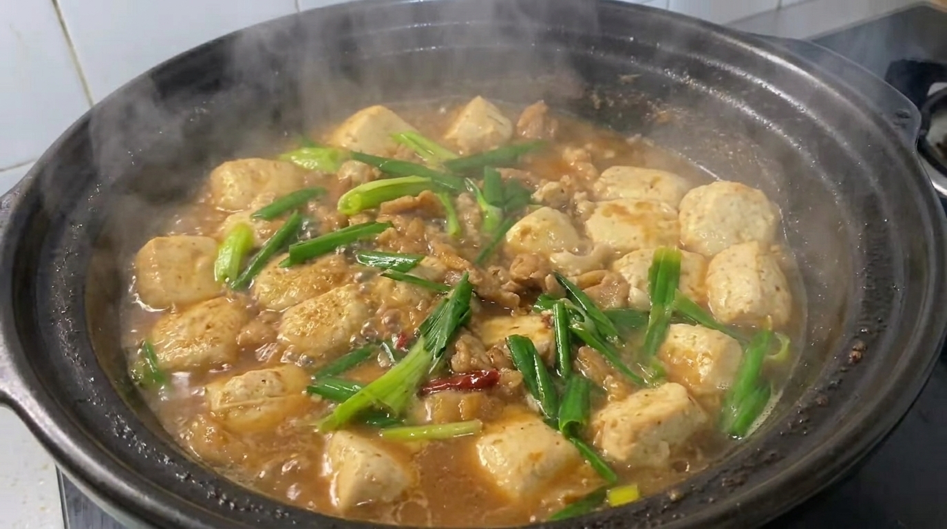 Tofu puzzolente brasato con pancetta
