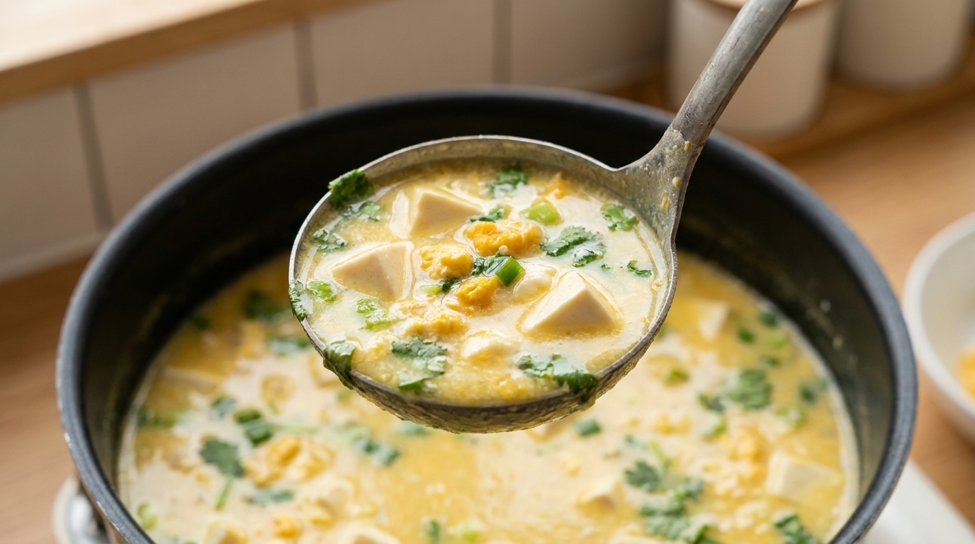Zuppa di Tofu e Uova Salate