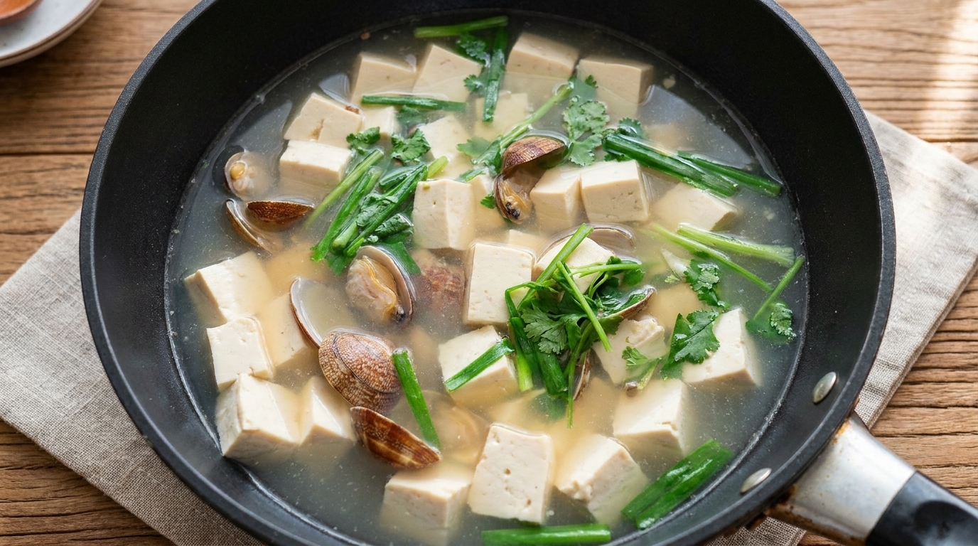 Zuppa Classica di Vongole e Tofu