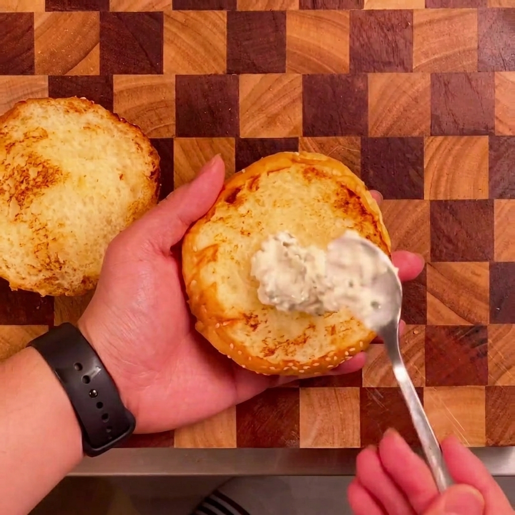 Salsa di soia versata in un pentolino sopra cipolle e aglio soffritti, che inizia a sobbollire.
