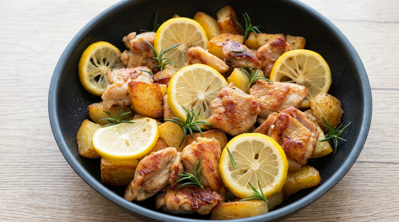 Spicchi di patate disposti nel cestello della friggitrice ad aria.