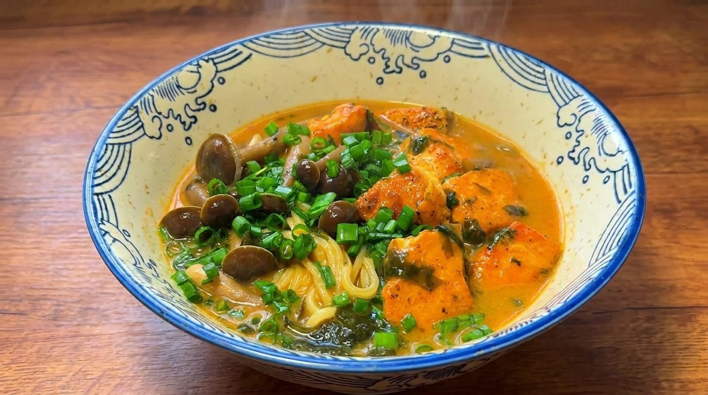 Ramen piccante al salmone e miso
