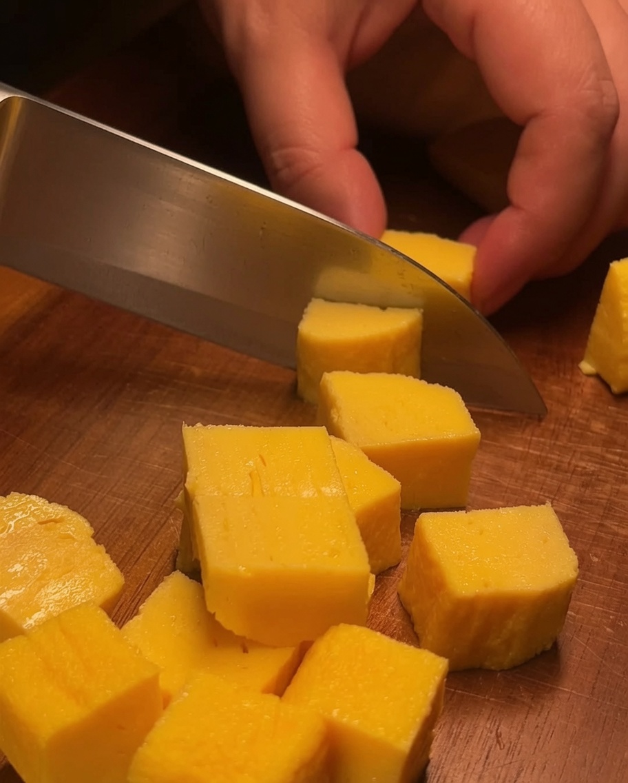 Avocado fresco tagliato a fette spesse e uniformi su una superficie di legno.
