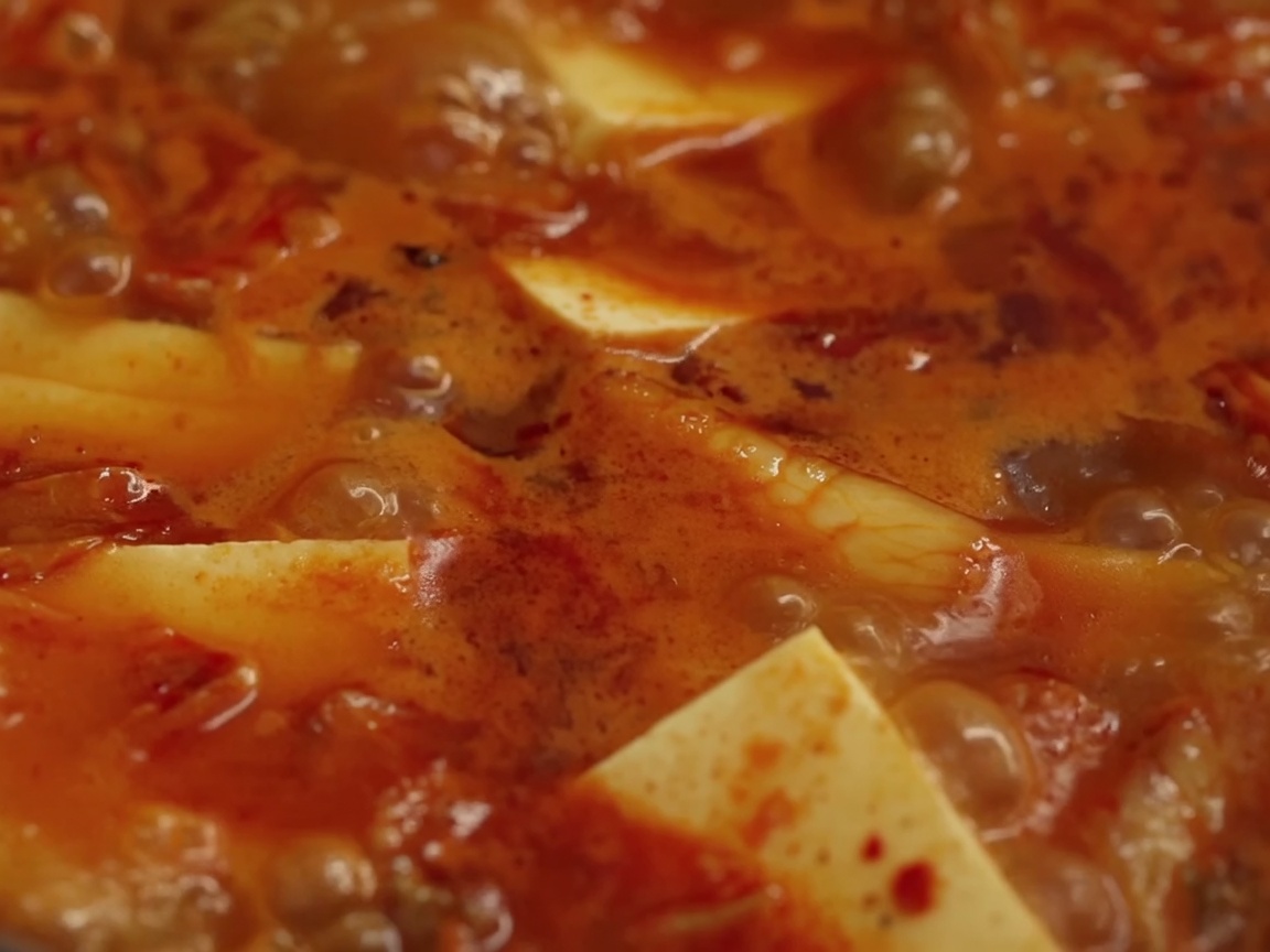 Primo piano di pancetta, cipolla, porri e aglio che soffriggono in pentola.