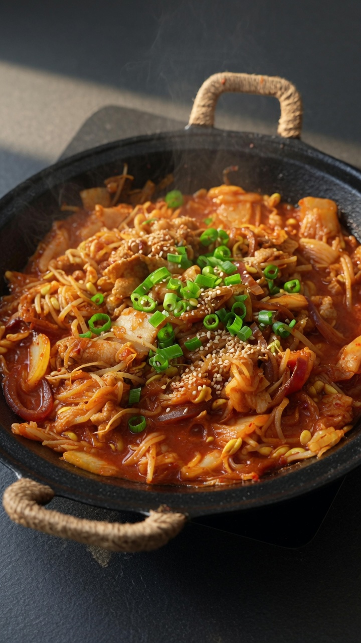 Stir-fry di Pancetta e Kimchi Coreano Piccante
