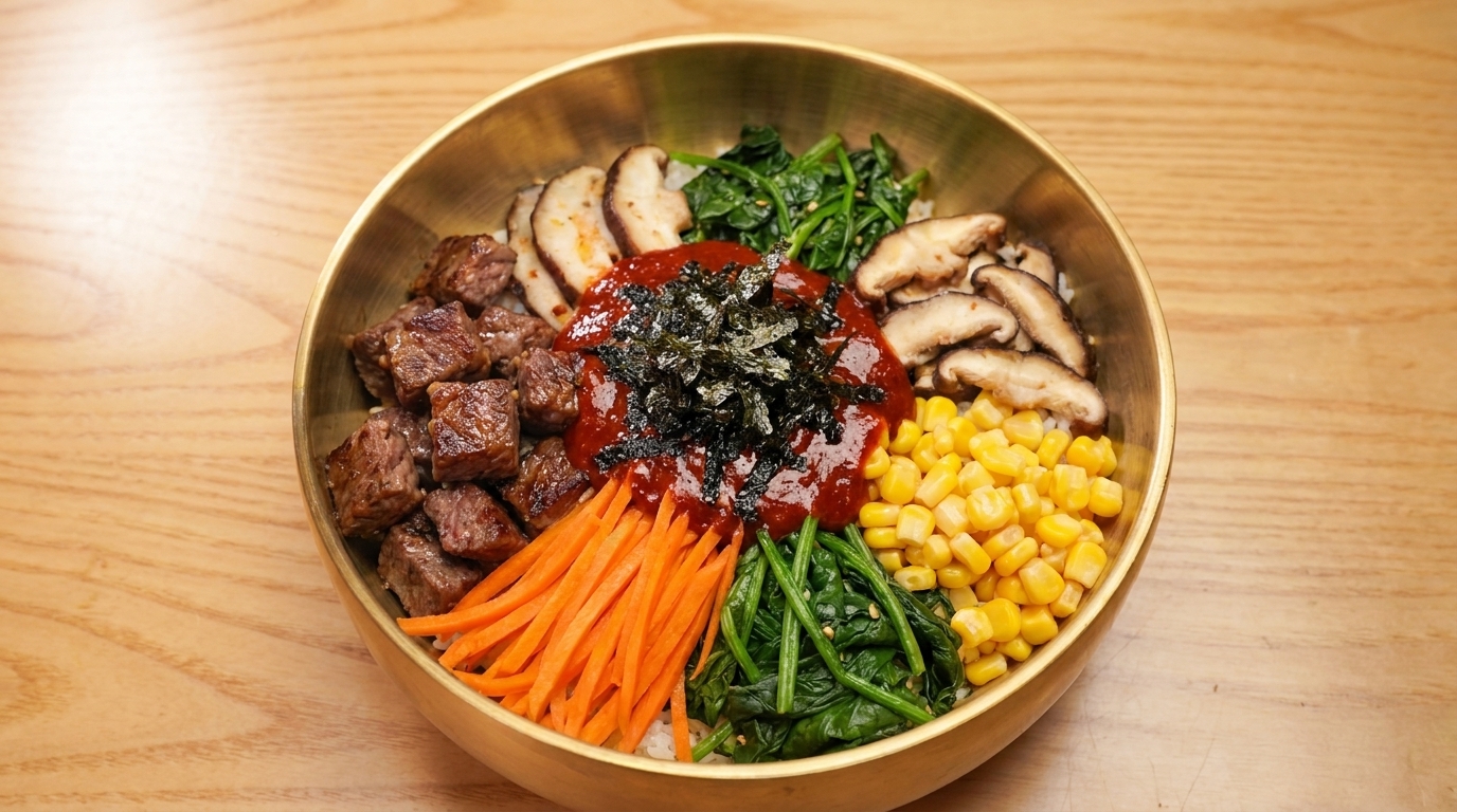 Bibimbap di Manzo e Calamari Piccanti