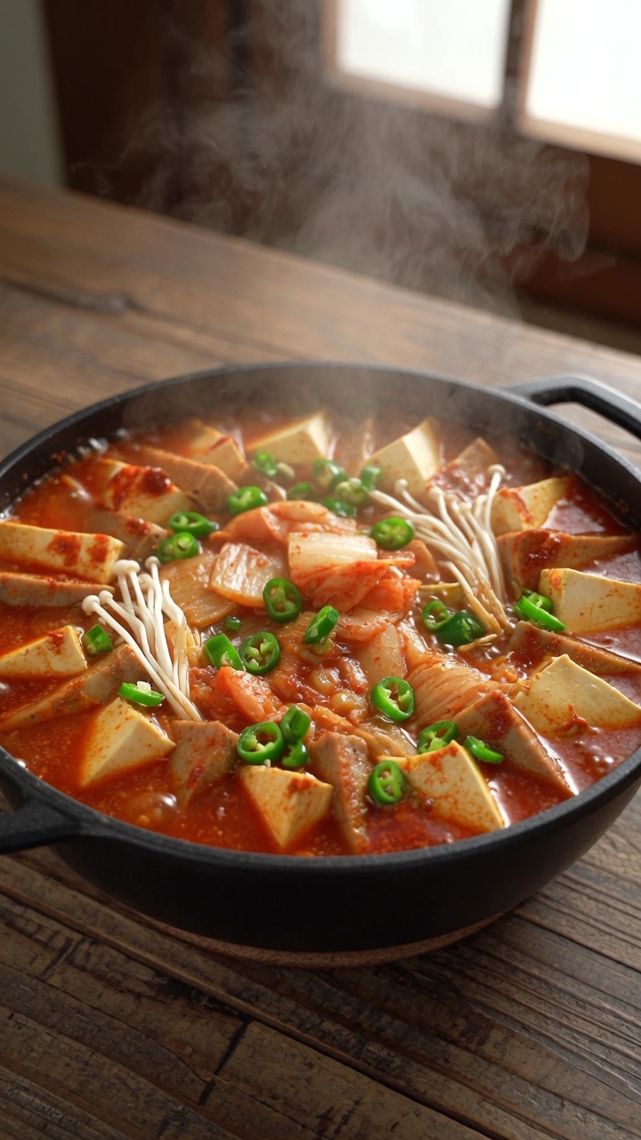 Budae Jjigae Vegetariano (Stufato dell'Esercito)