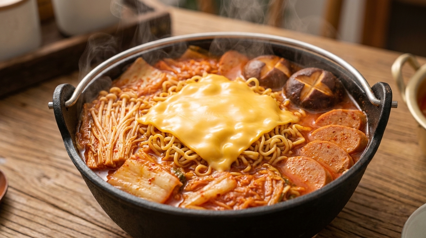 Budae Jjigae Vegetariano (Stufato dell'Esercito Coreano)