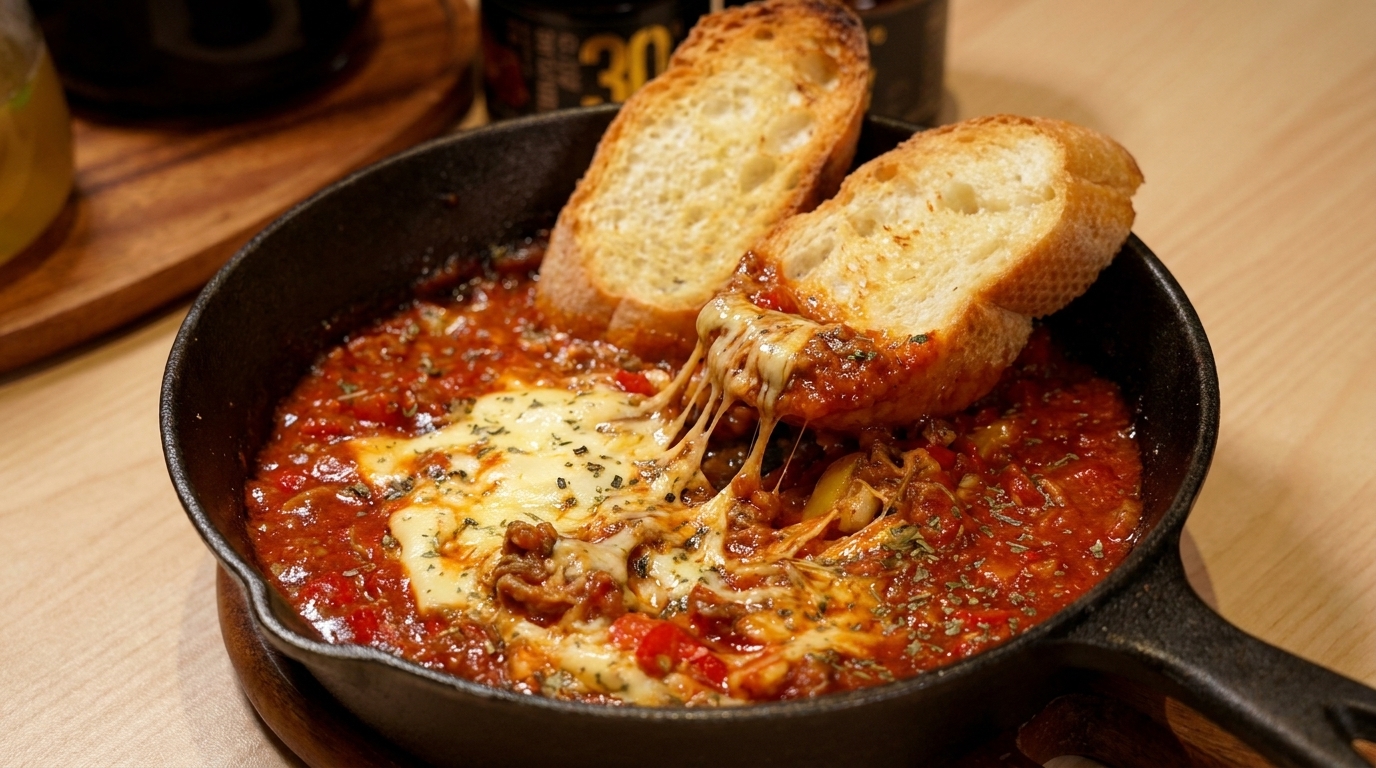 Baguette al Forno con Gustoso Ragù di Manzo e Formaggio