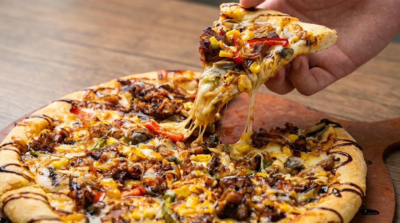 Pizza con pulled pork affumicato