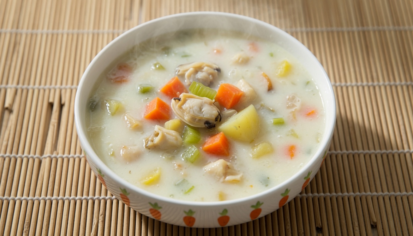 Vellutata cremosa di vongole e patate per bambini