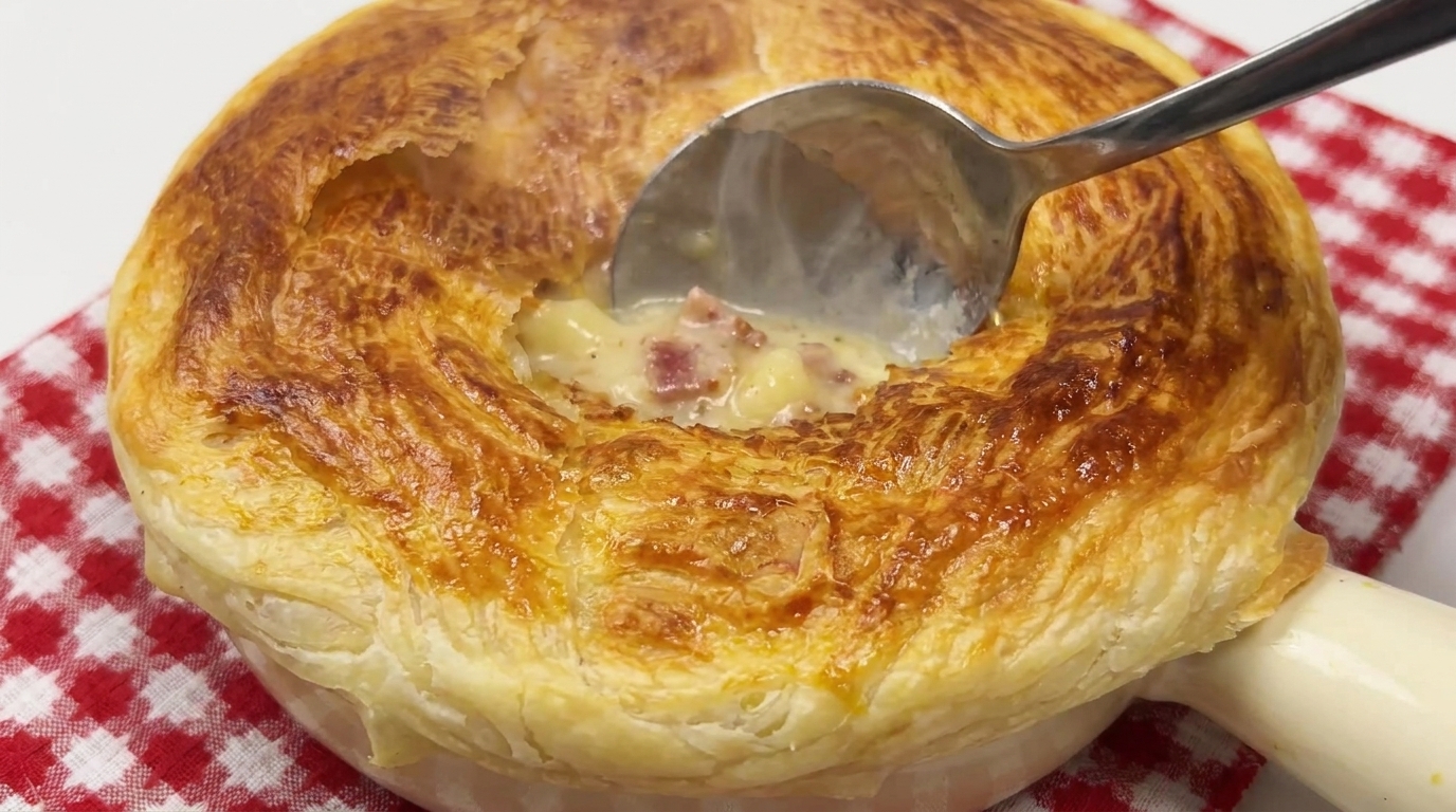 Zuppa Cremosa di Patate e Bacon in Crosta