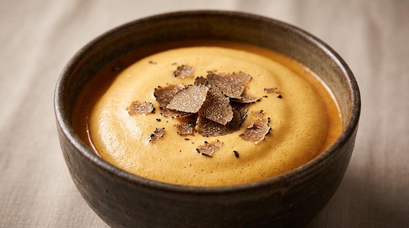 Bisque di Astice Vellutata con Spuma al Tartufo Nero