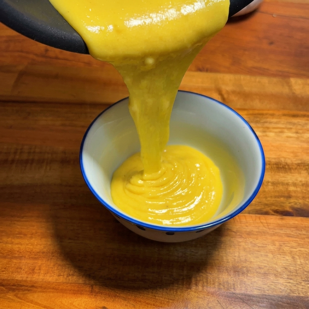 Segmenti di cipollotto e scorza di yuzu friggono nellolio bollente in una padella, diventando leggermente bruciacchiati e aromatici.