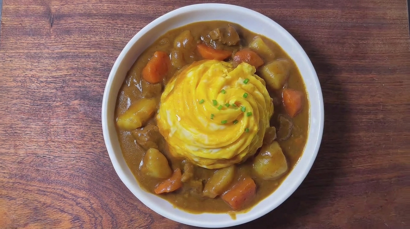 Curry giapponese con frittata a vortice