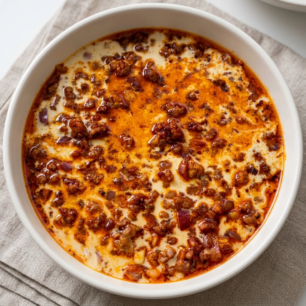 Un cubetto di roux al curry aggiunto alla padella mentre si scioglie nel composto.