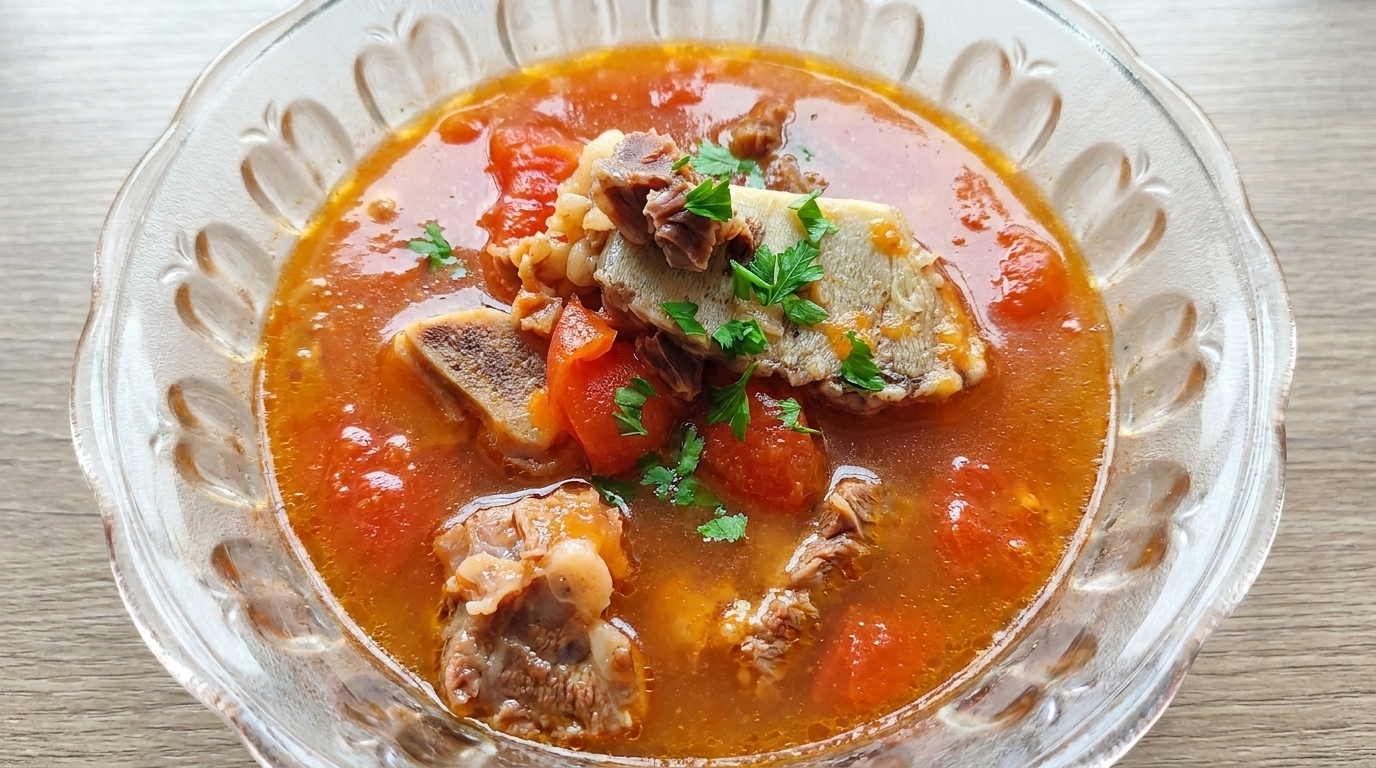 Zuppa Nutriente di Costine di Manzo e Pomodoro