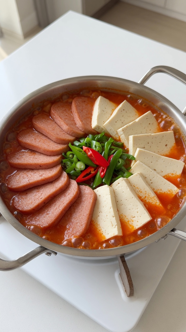 Stufato Coreano con Spam e Tofu (Stile Budae Jjigae)