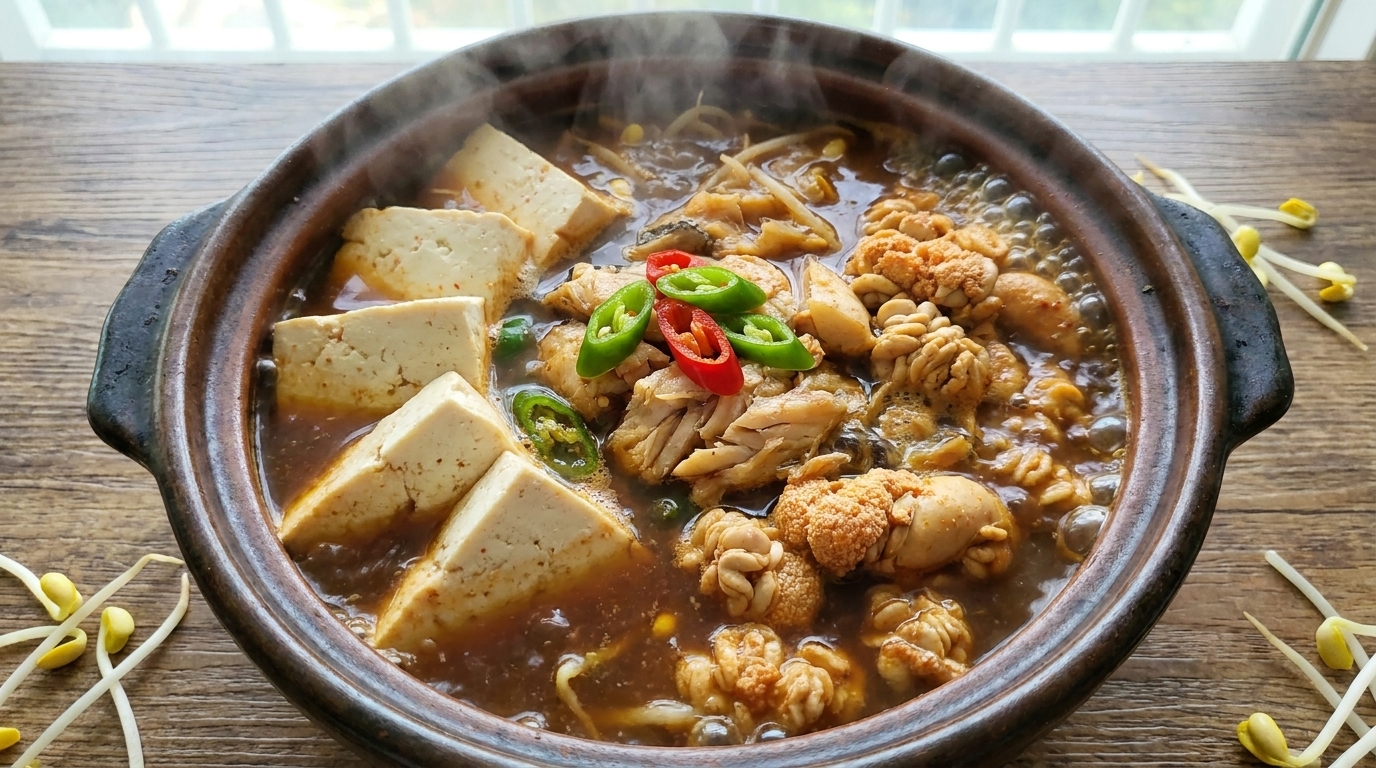 Zuppa di uova di pollock e germogli di soia in stile Yanbian