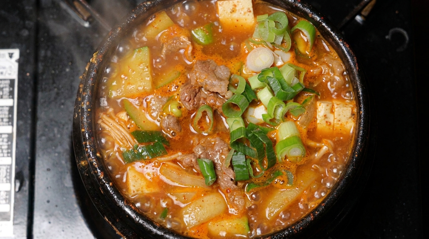 Stufato Coreano di Manzo e Pasta di Fagioli (Doenjang-jjigae)