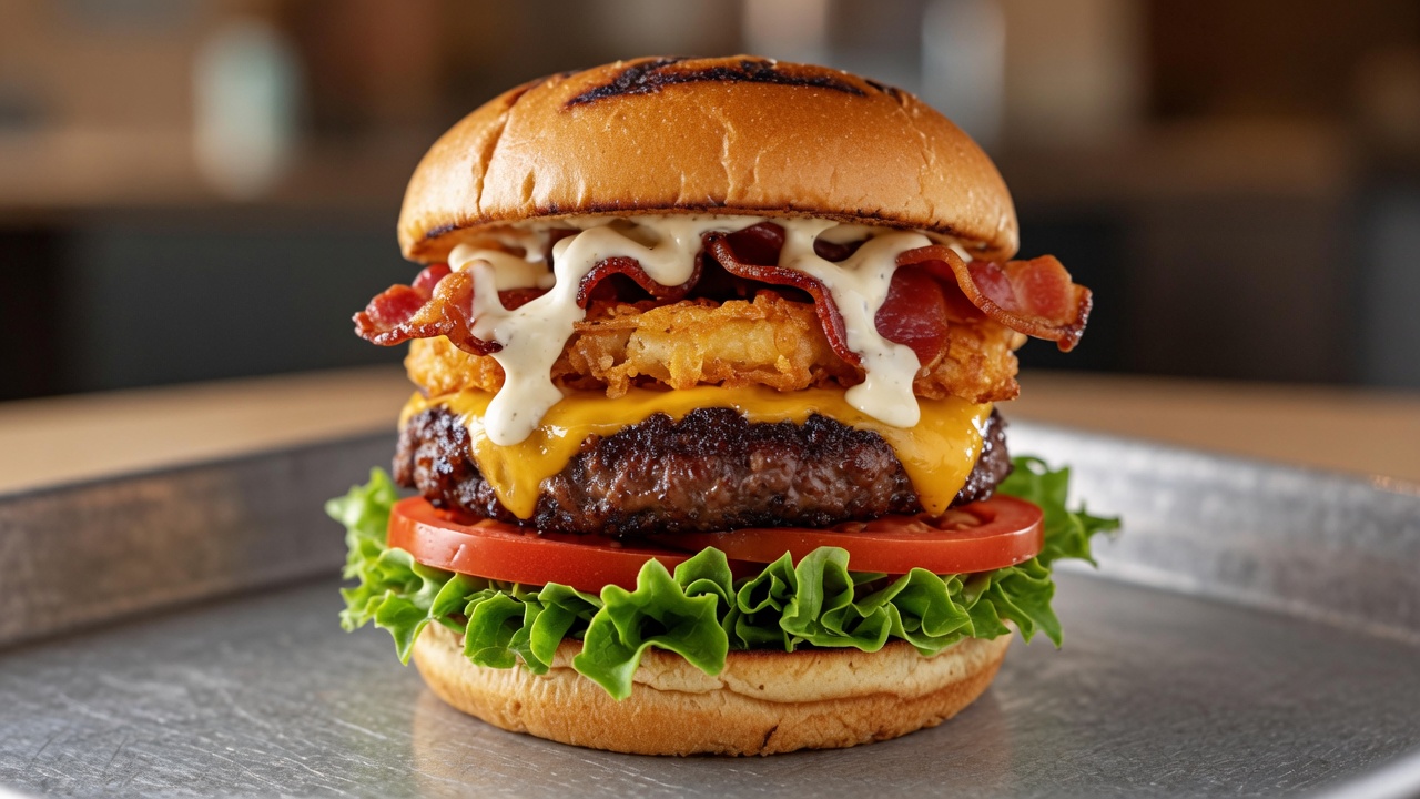 Hamburger di Bisonte Americano con Hash Brown e Bacon