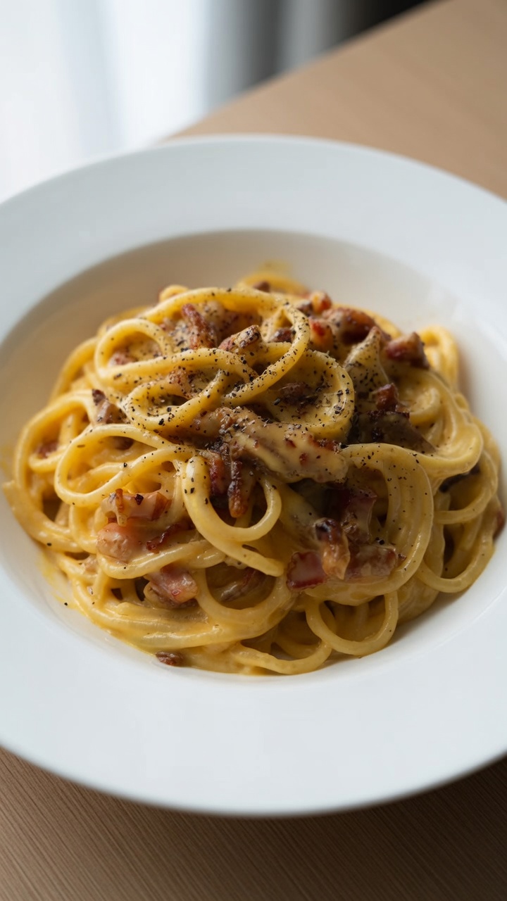 Pasta alla Carbonara con Uova Salate