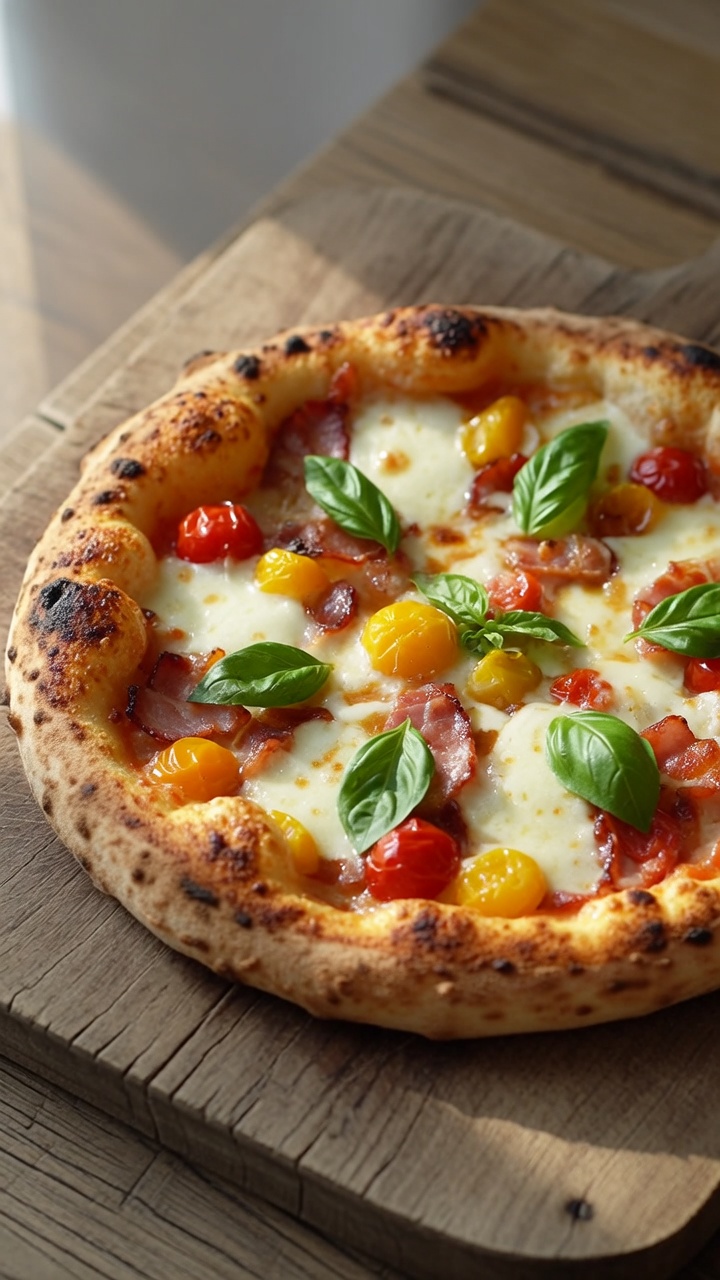 Pizza con Pomodorini Infusi all'Olio e Pancetta Italiana
