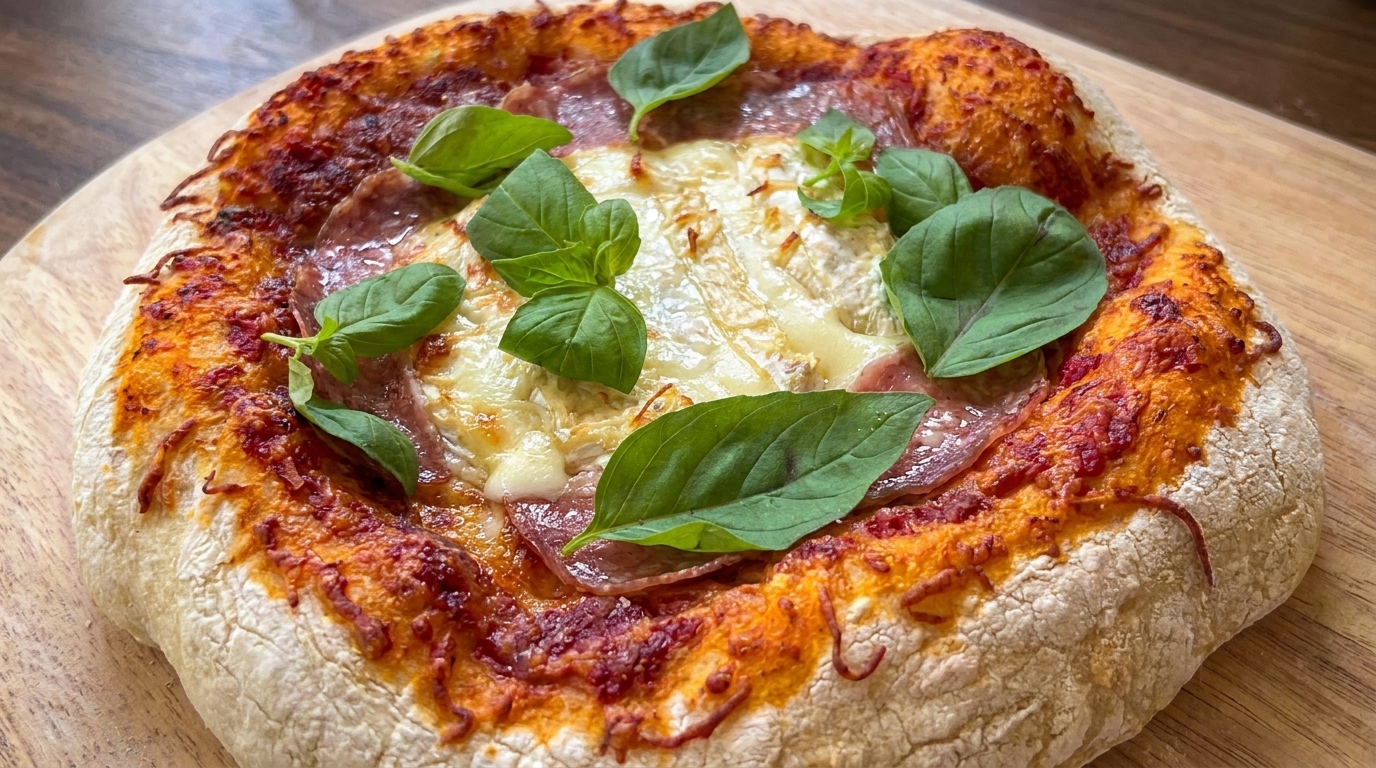 Pizza cremosa al Taleggio e salame