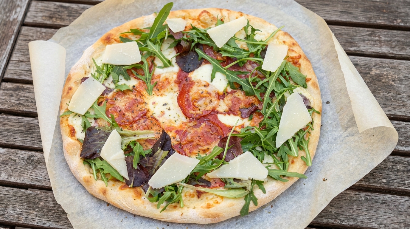 Pizza Bianca fatta in casa con salumi e rucola
