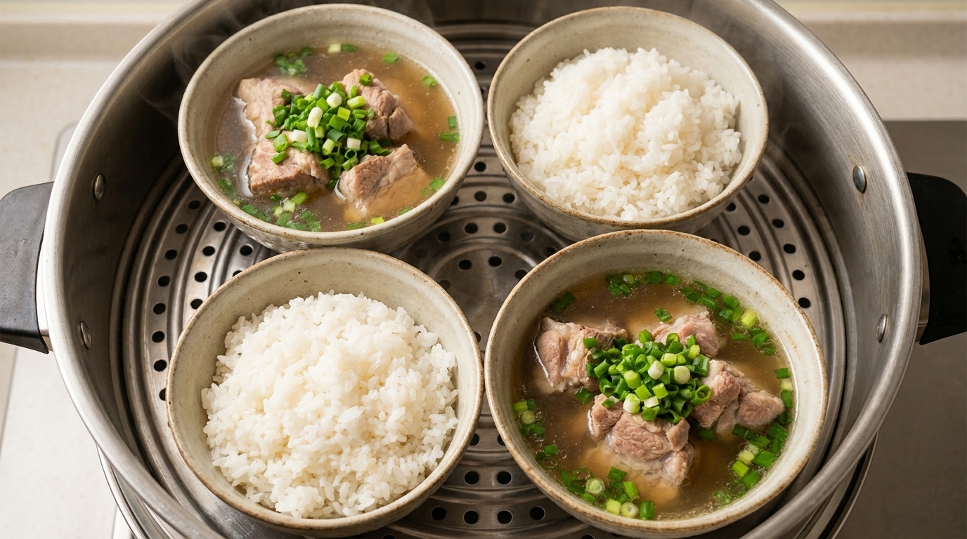 Ciotola di riso con maiale al vapore Hakka
