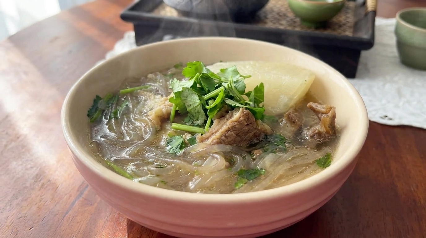 Zuppa Coreana Tradizionale di Costine di Manzo (Galbitang)