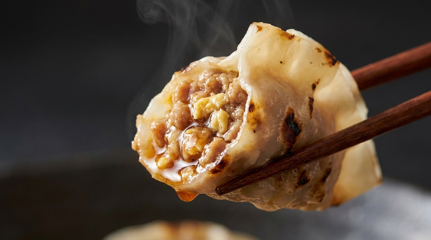 Ravioli Salati con Maiale al Barbecue e Uova