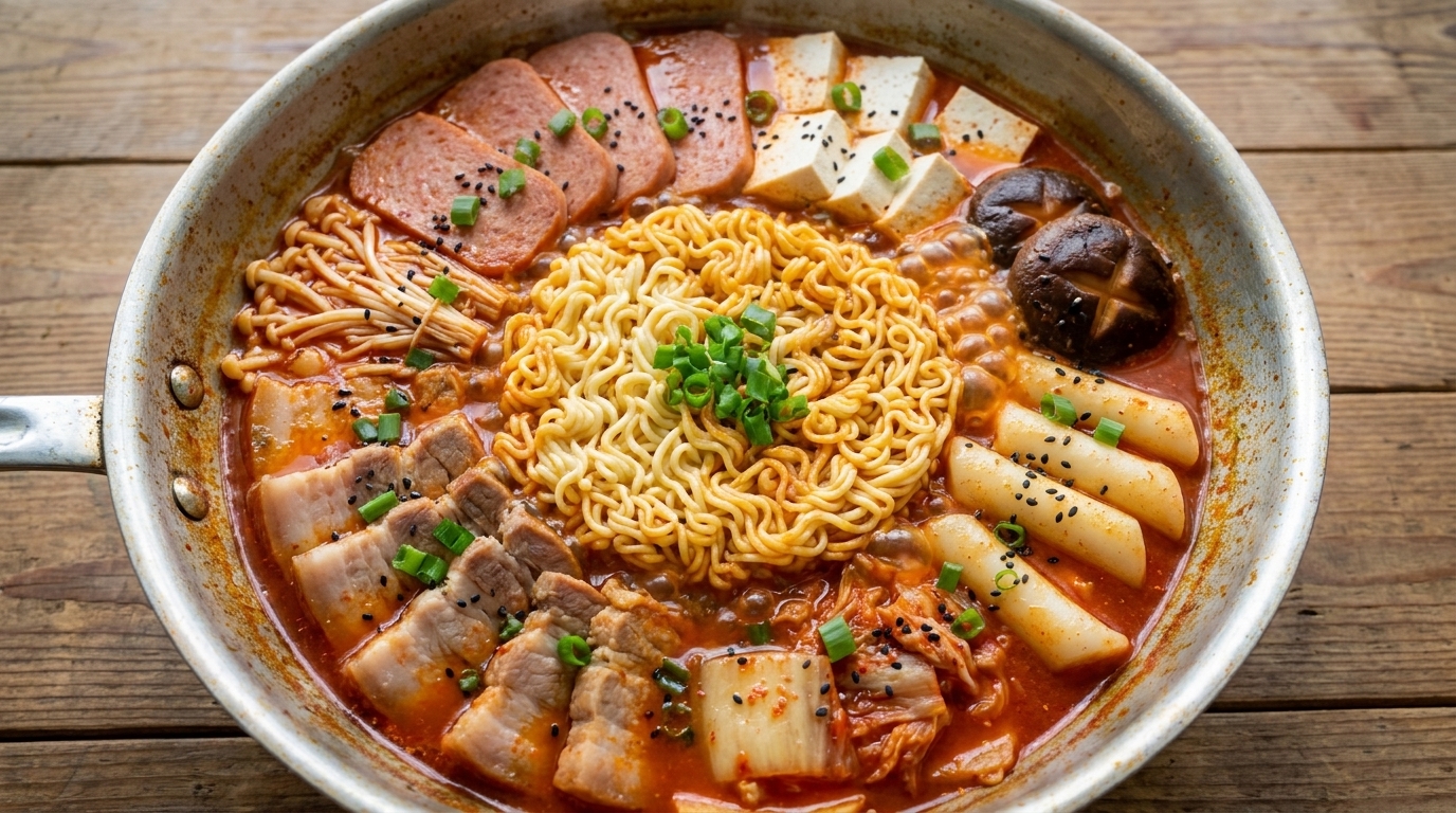 Autentico stufato militare coreano (Budae Jjigae)