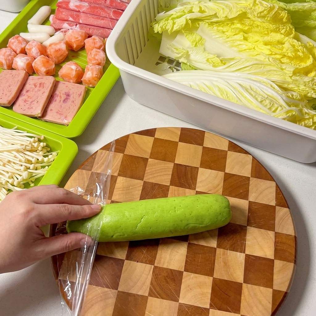 Zucchina tagliata a pezzetti su un tagliere di legno.
