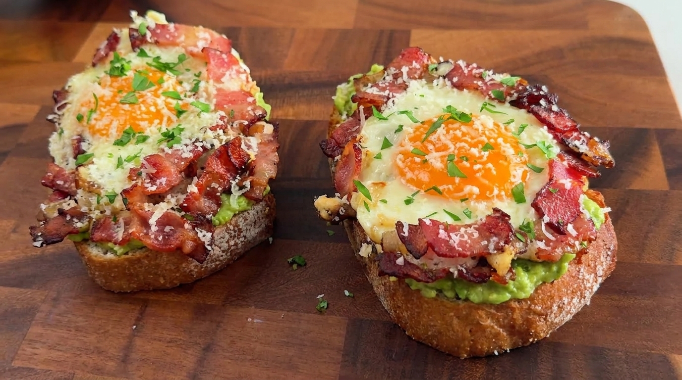 Avocado Toast Aperto con Uovo e Pancetta Croccante