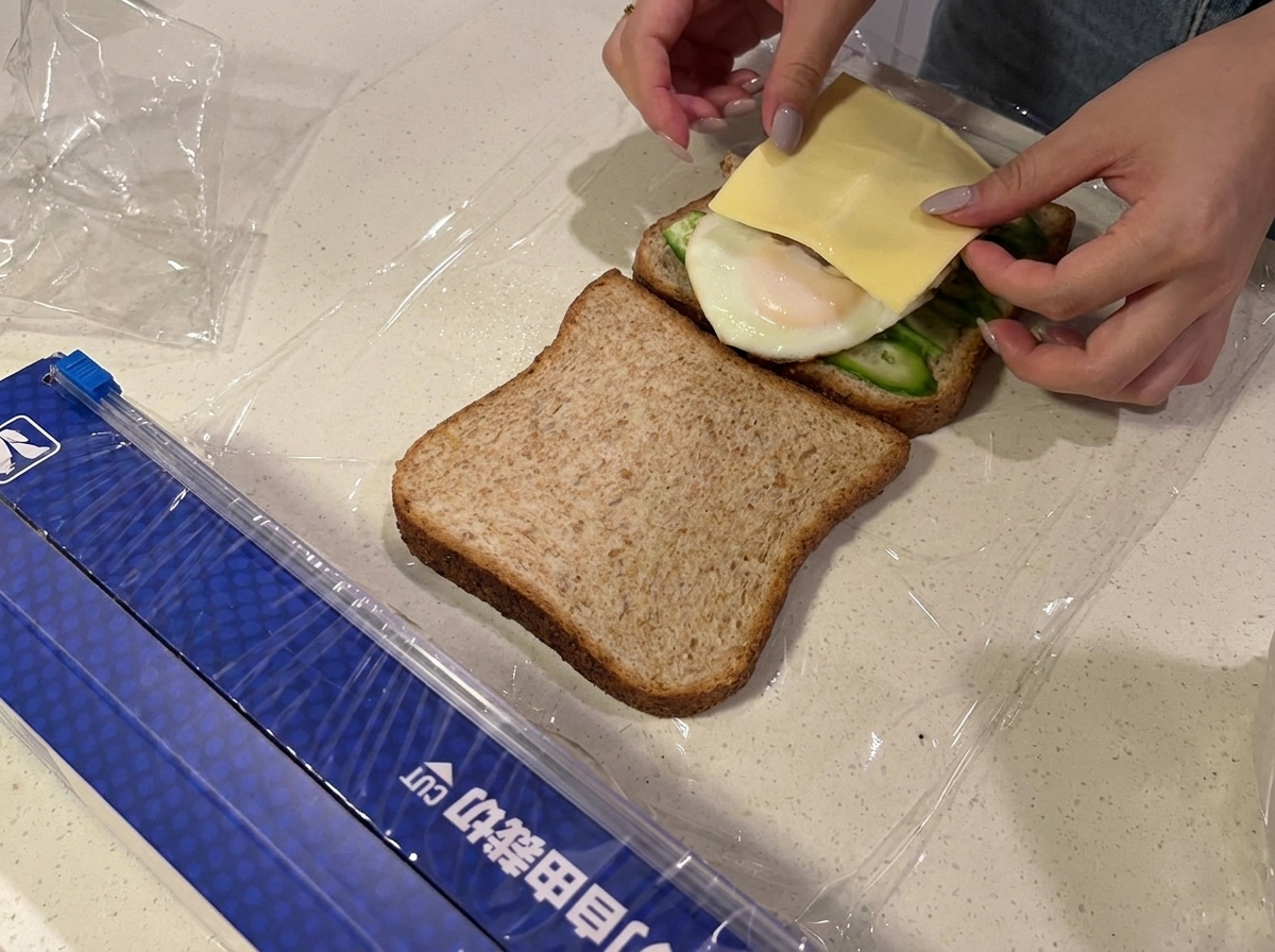 Pomodori freschi affettati e disposti ordinatamente sopra lo strato di formaggio del panino.