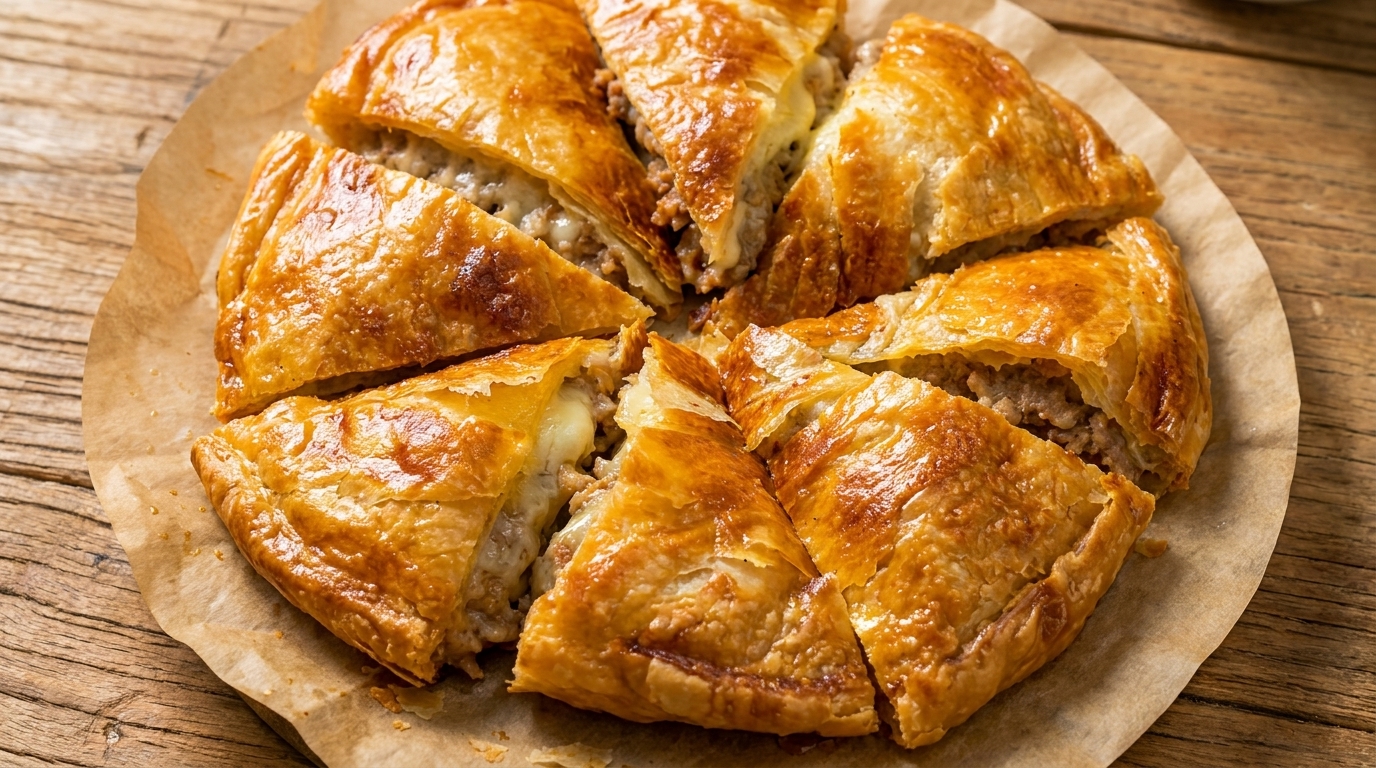 Torta Salata di Pancake Cinesi con Carne e Formaggio in Friggitrice ad Aria