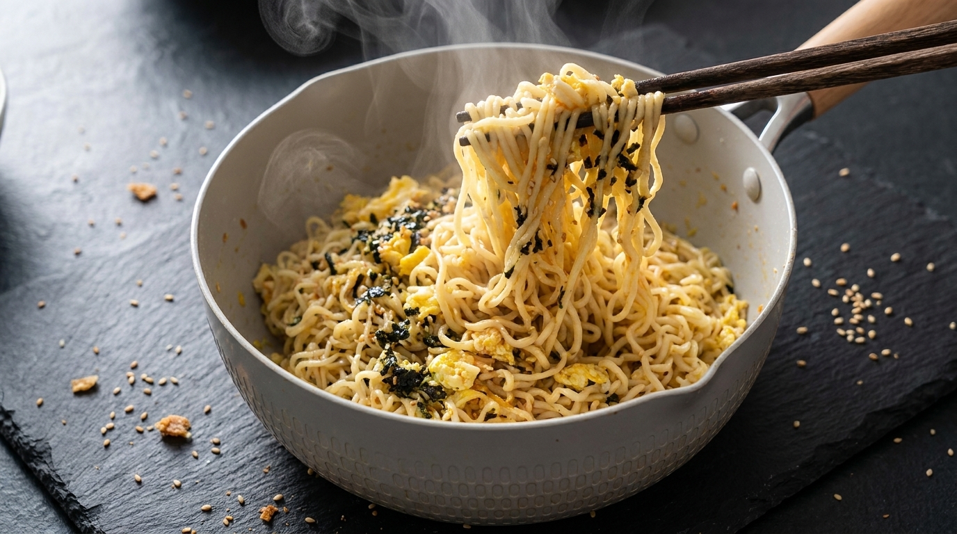 Spaghetti all'Aglio con Burro e Uovo Strapazzato