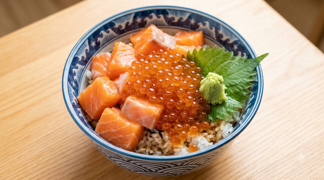 Ciotola di Riso con Salmone e Uova di Salmone (Kaisendon)