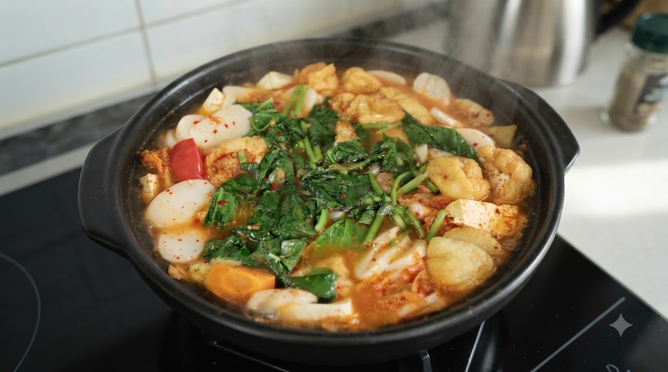 Zuppa Coreana di Kimchi e Torta di Riso