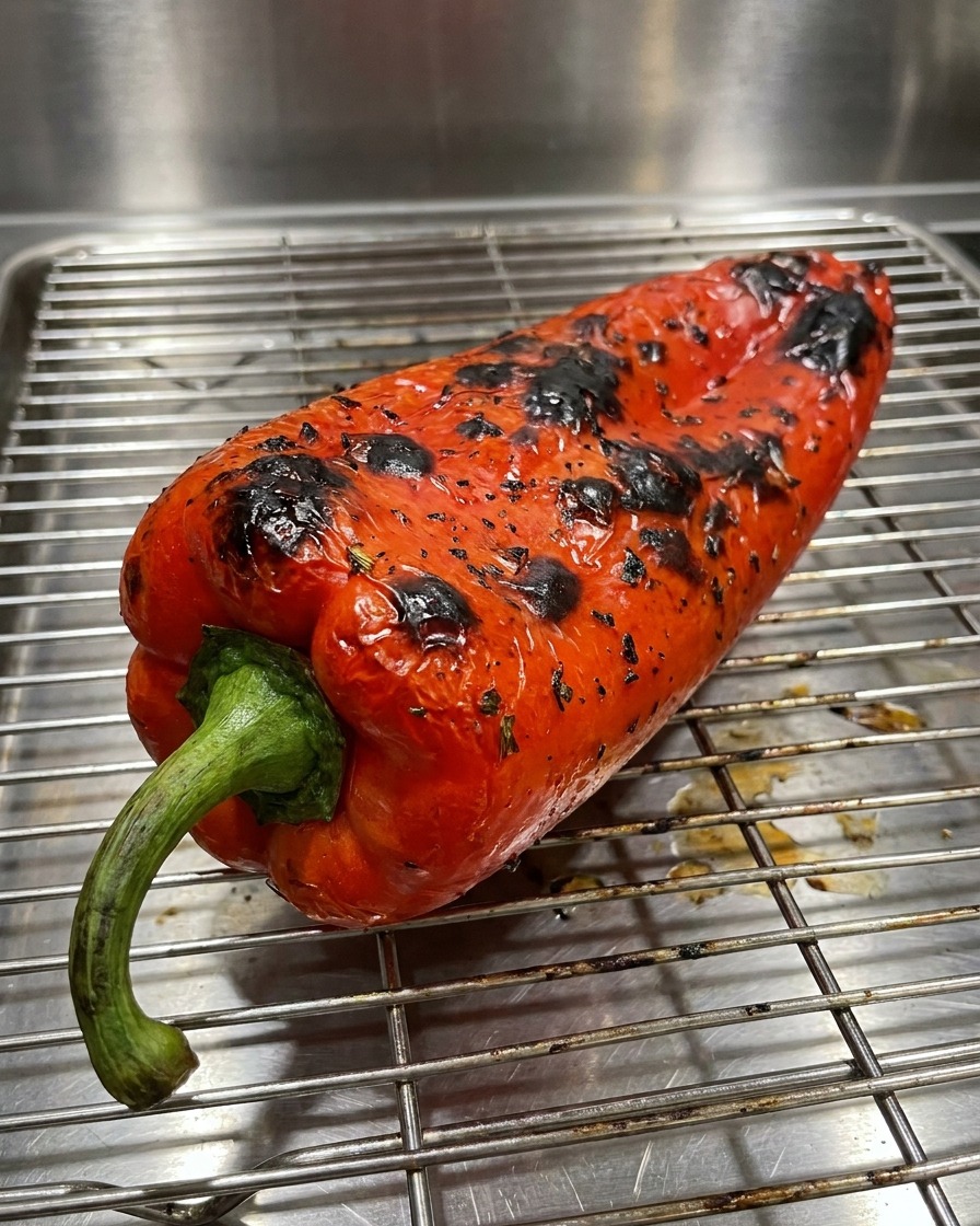 Pezzi di peperoncino rosso allinterno del contenitore del frullatore.