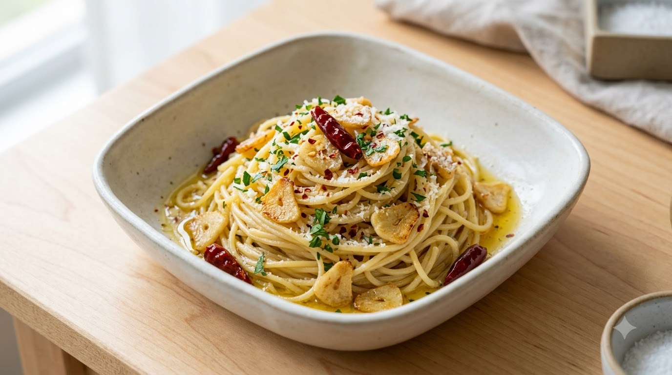 Pasta Aglio, Olio e Peperoncino con Coriandolo
