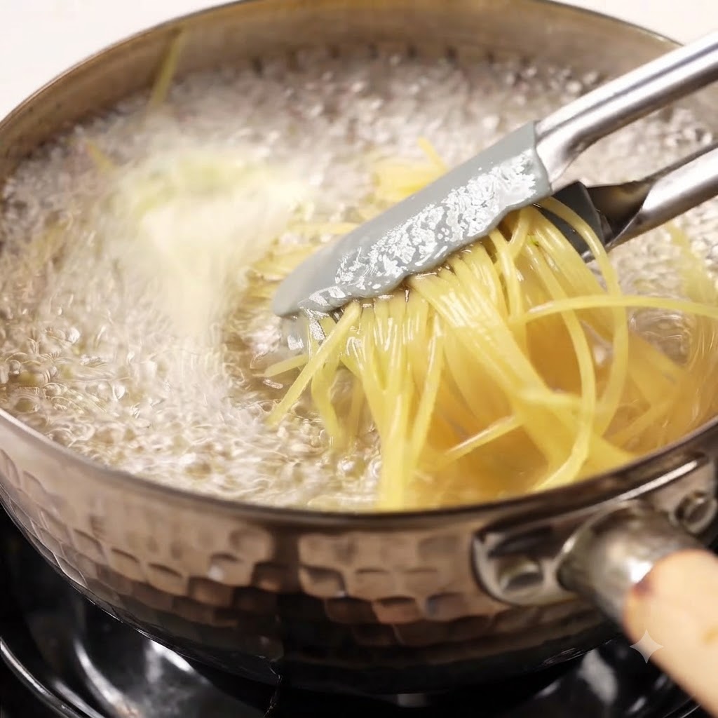 Una noce di burro che si scioglie formando un liquido dorato allinterno di una padella in acciaio inox scaldata.