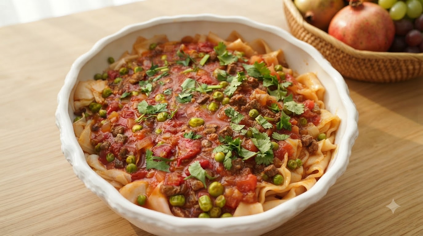Tagliolini Sanguisuga al pomodoro e manzo dello Xinjiang