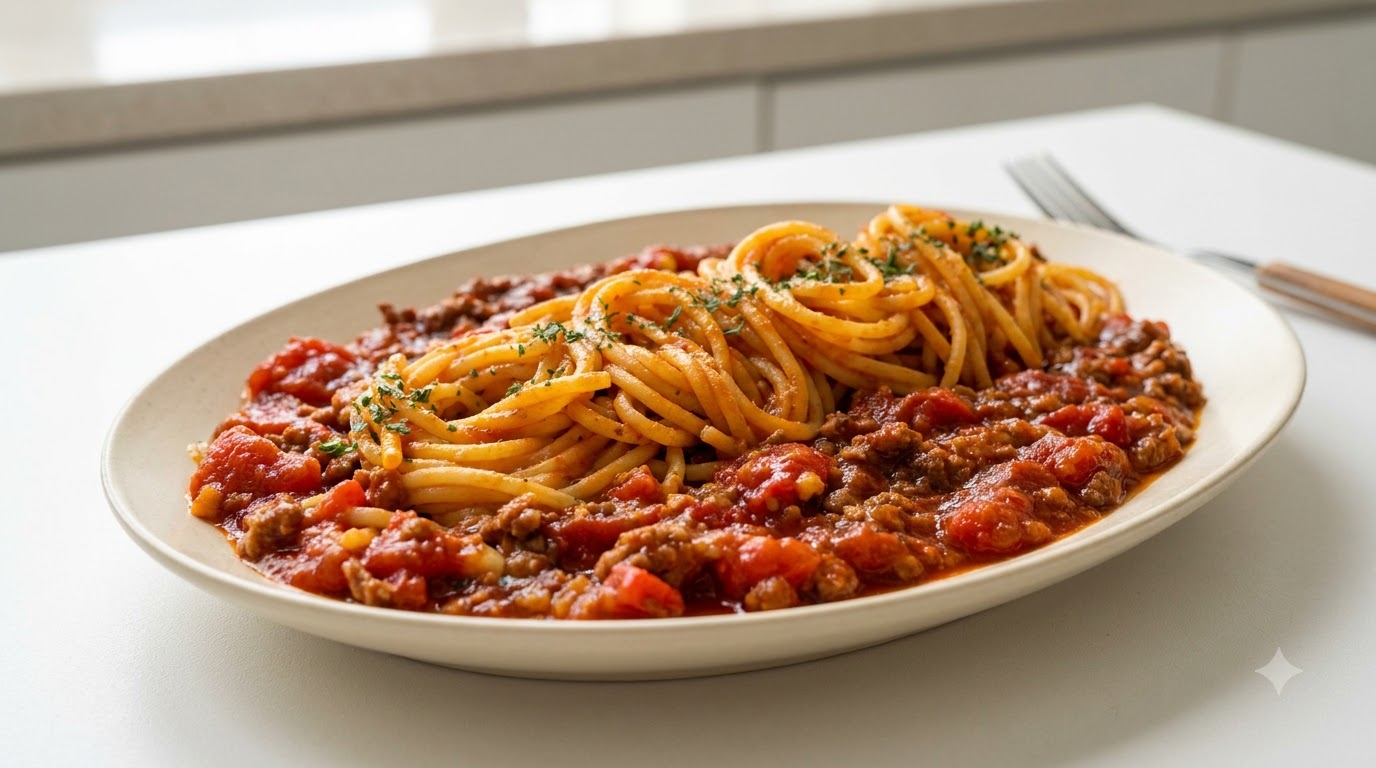 Ricchi Spaghetti con Manzo e Pomodoro