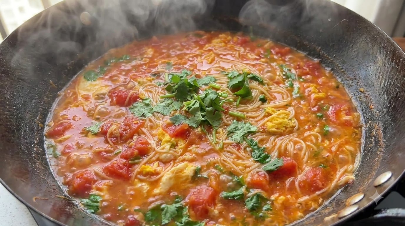 Zuppa di Noodles con Pomodoro e Uovo (Jiandan Xiantang Mian)